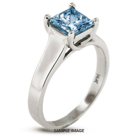 14k White Gold Trellis Style Solitaire Ring with 1.57 Carat Blue-SI2 Princess Diamond