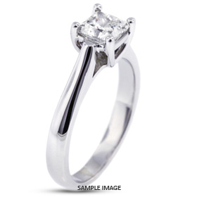 14k White Gold Cathedral Style Solitaire Ring with 1.12 Carat H-VS2 Square Radiant Diamond