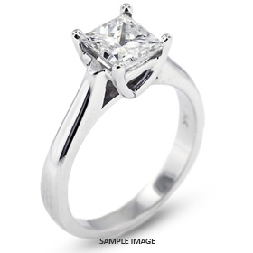 14k White Gold Cathedral Style Solitaire Ring with 2.03 Carat E-SI2 Square Radiant Diamond