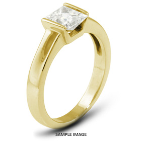 18k Yellow Gold Tension Style Solitaire Ring with 2.14 Carat H-SI2 Princess Diamond