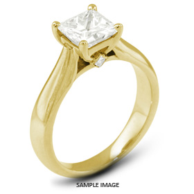 18k Yellow Gold Cathedral Style Solitaire Ring with 1.08 Carat D-SI1 Square Radiant Diamond