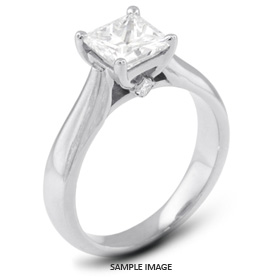 Platinum  Cathedral Style Solitaire Ring with 0.90 Carat G-I1 Princess Diamond