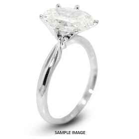 14k White Gold Classic Style Solitaire Ring with 1.51 Carat H-SI1 Oval Diamond