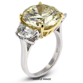 18k White Gold#Yellow Gold Three-Stone Cocktail Ring with 10.53 Total Carat Light Yellow-SI1 Round Diamond