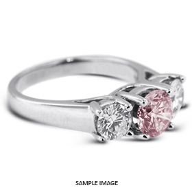 14k White Gold Three-Stone Engagement Rings with 1.90 Total Carat Pink-SI1  Round Diamond from Diamond Traces