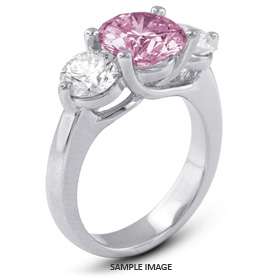 14k White Gold Classic Style Trellis Three-Stone Engagement Rings with 3.51 Total Carat Purple-VS2 Round Diamond