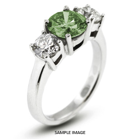 14k White Gold Classic Style Baskets Three-Stone Engagement Rings with 1.70 Total Carat Green-SI1 Round Diamond