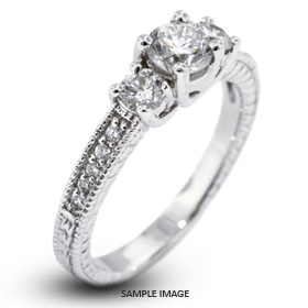 Platinum  Classic Three-Stone Engagement Rings with 1.77 Total Carat G-SI1 Round Diamond