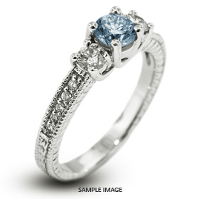 14k White Gold Classic Three-Stone Engagement Rings with 1.81 Total Carat Blue-I1 Round Diamond